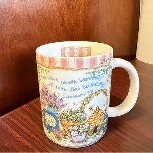 Vintage Joy Marie AMCAL Ceramic Coffee/Tea  Mug “The Language Of Flowers” Verse